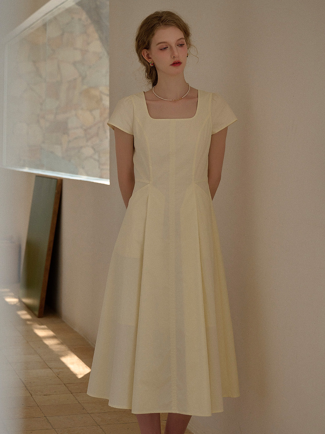 Sylvia Simple Square Neck 100% Cotton Dress
