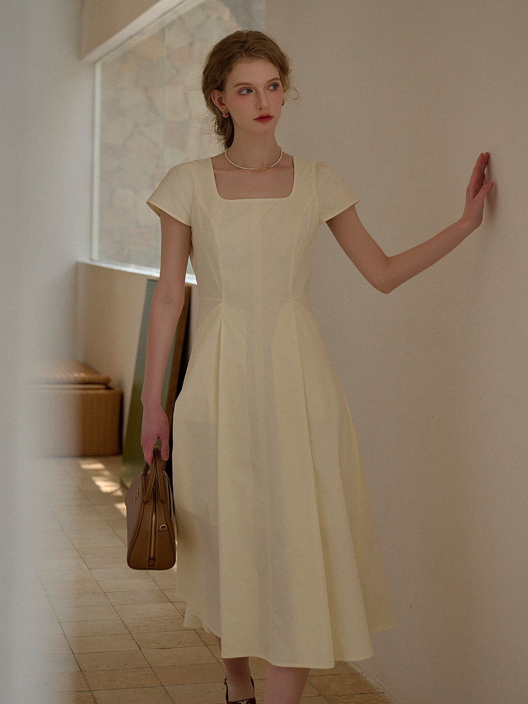 Sylvia Simple Square Neck 100% Cotton Dress
