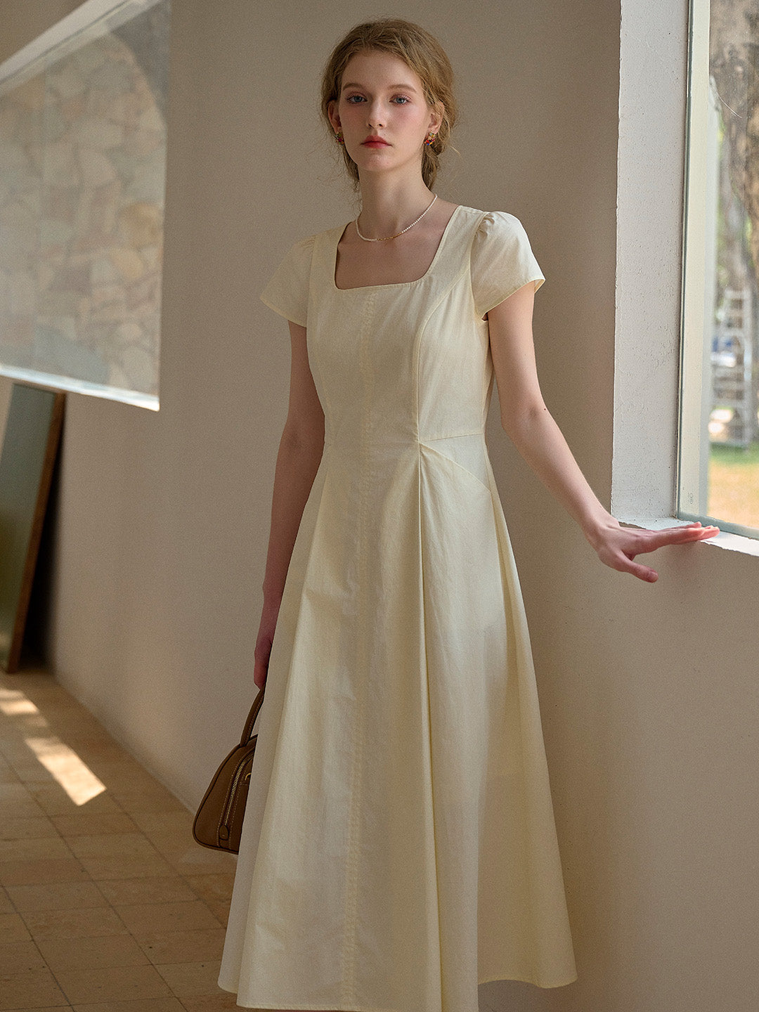 Sylvia Simple Square Neck 100% Cotton Dress