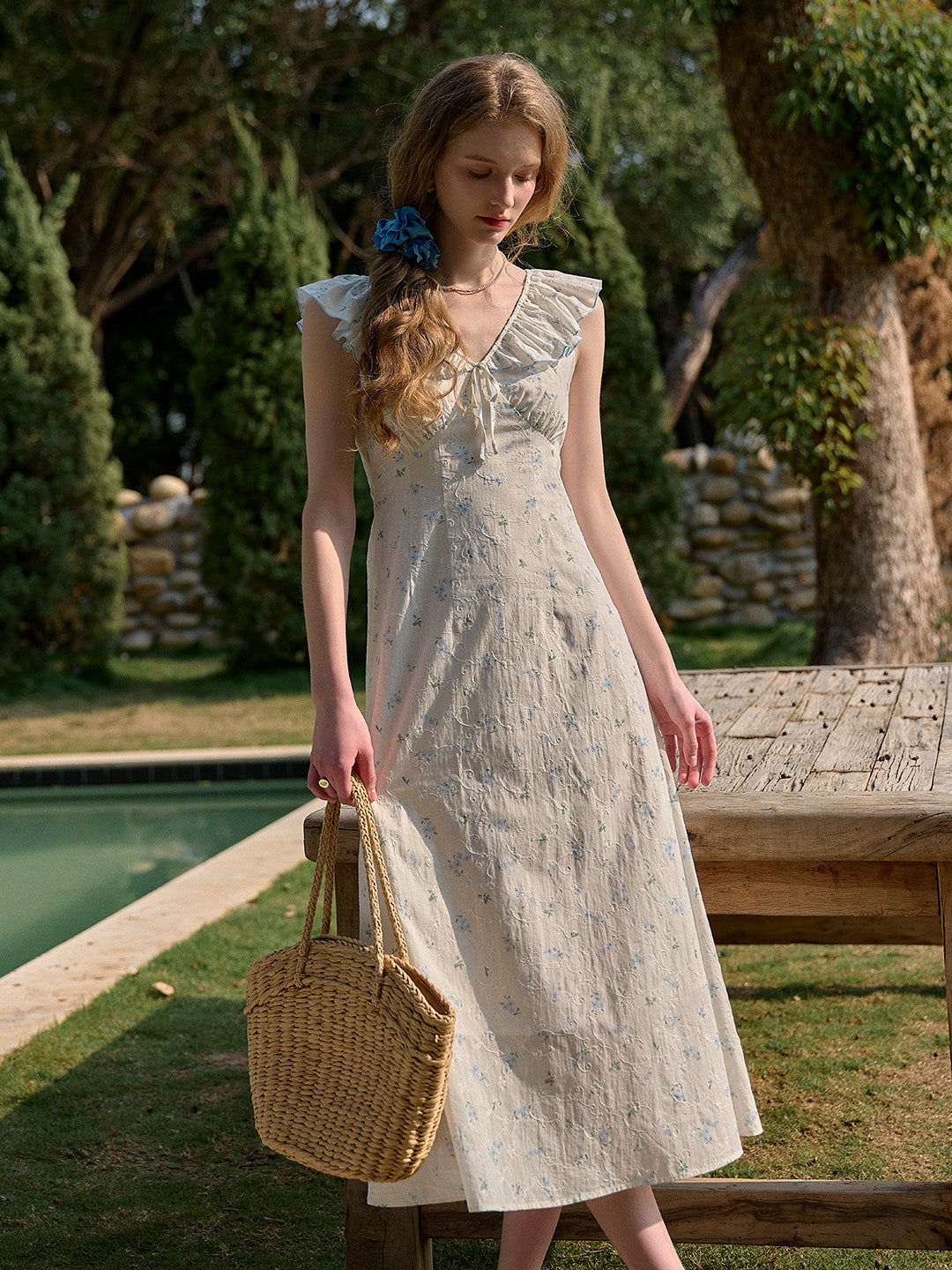 Zaylee V-Neck Tie 100% Cotton Dress