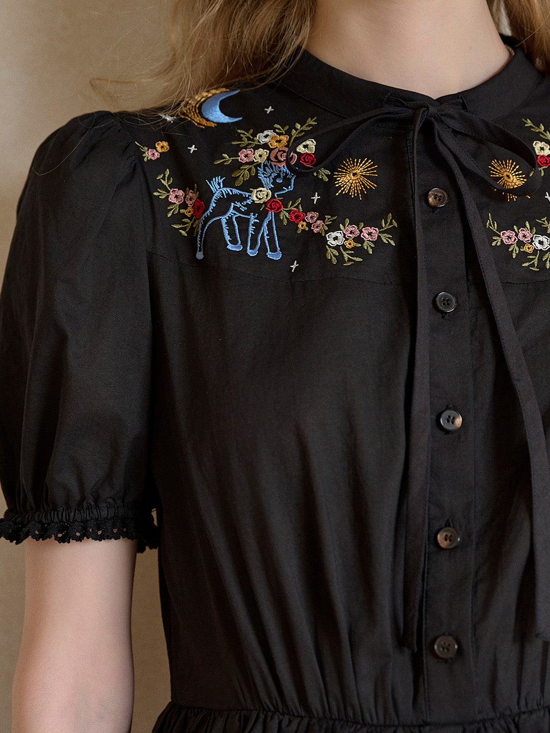 Virginia Round Neck Tie Embroidery 100% Cotton  Dress
