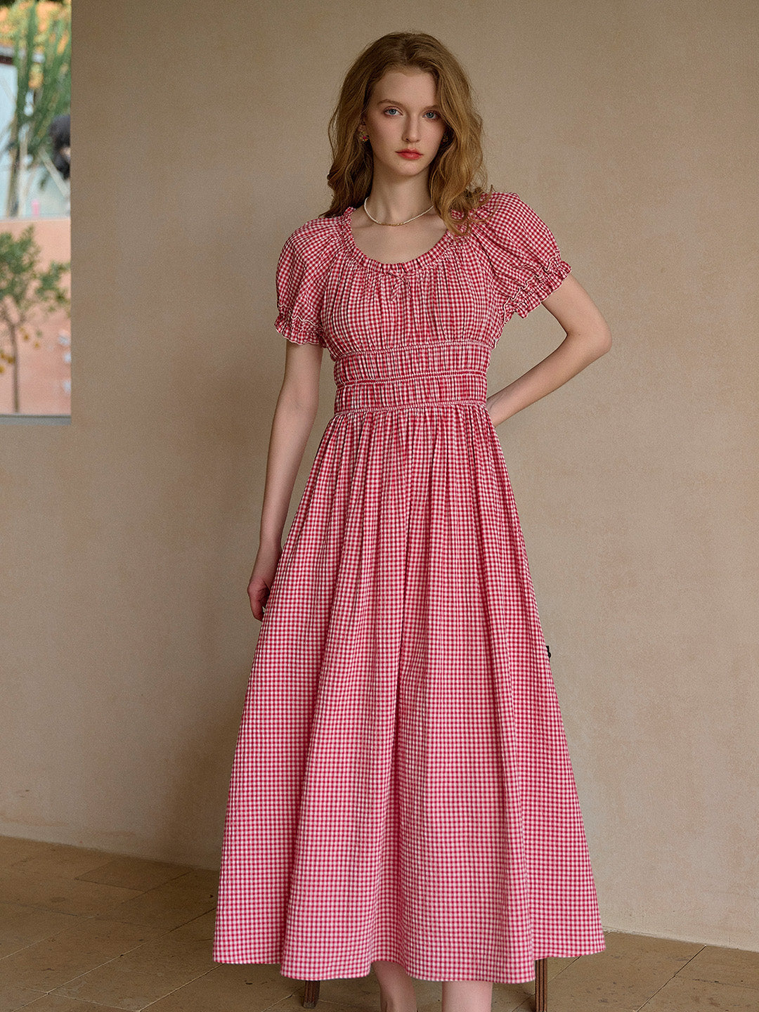 Valeria Round Neck Plaid Dress