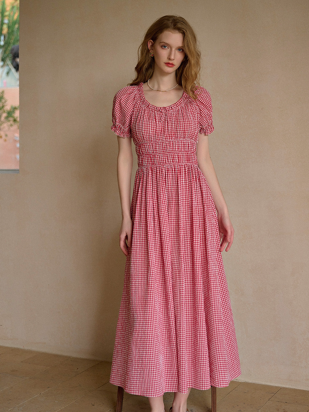 Valeria Round Neck Plaid Dress