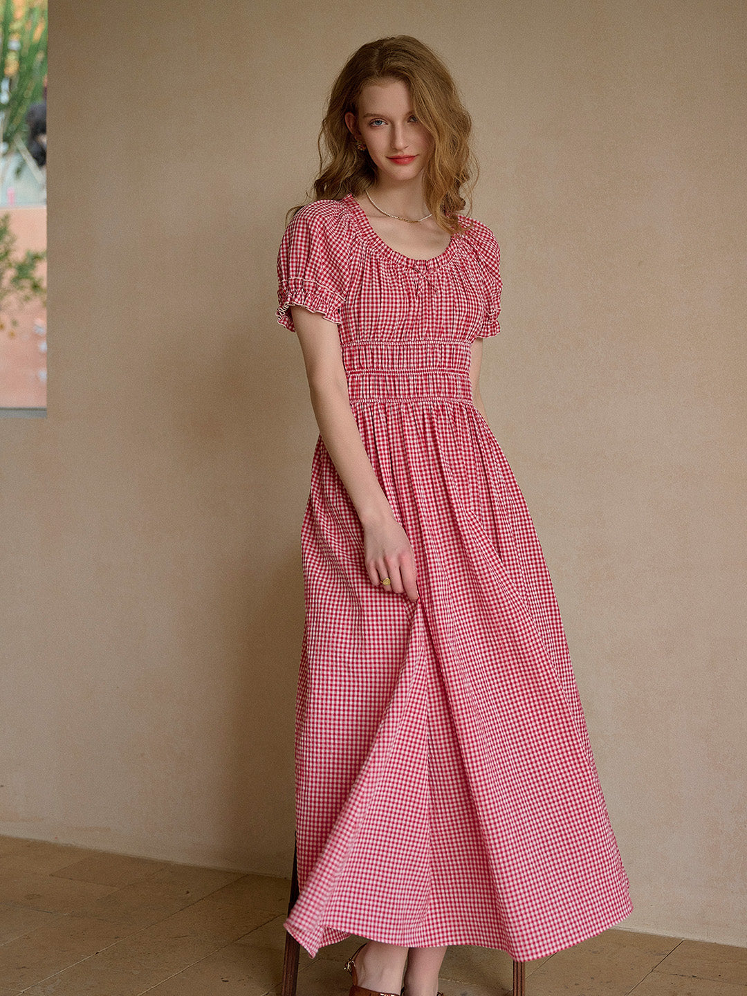 Valeria Round Neck Plaid Dress