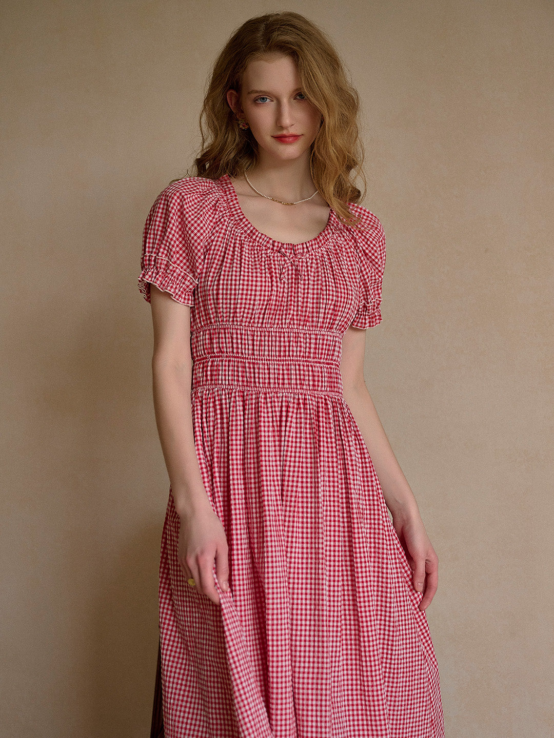 Valeria Round Neck Plaid Dress