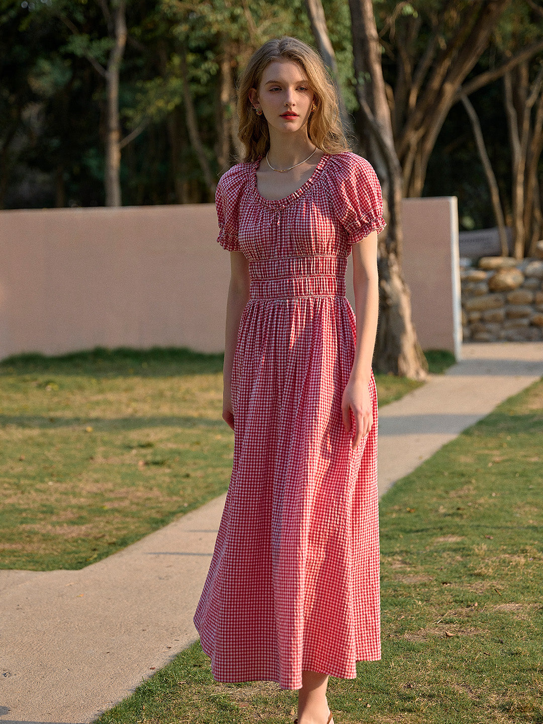 Valeria Round Neck Plaid Dress