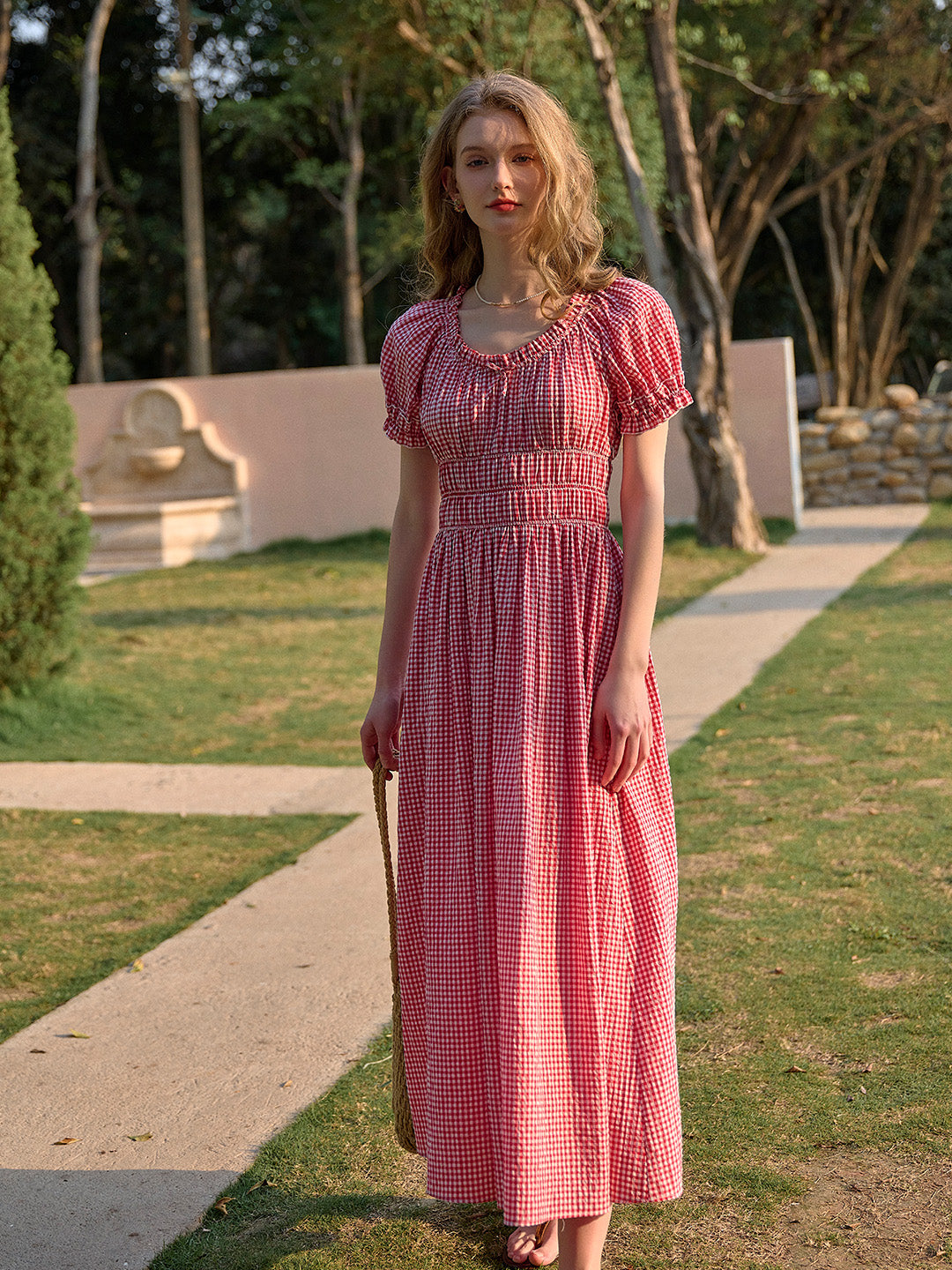 Valeria Round Neck Plaid Dress