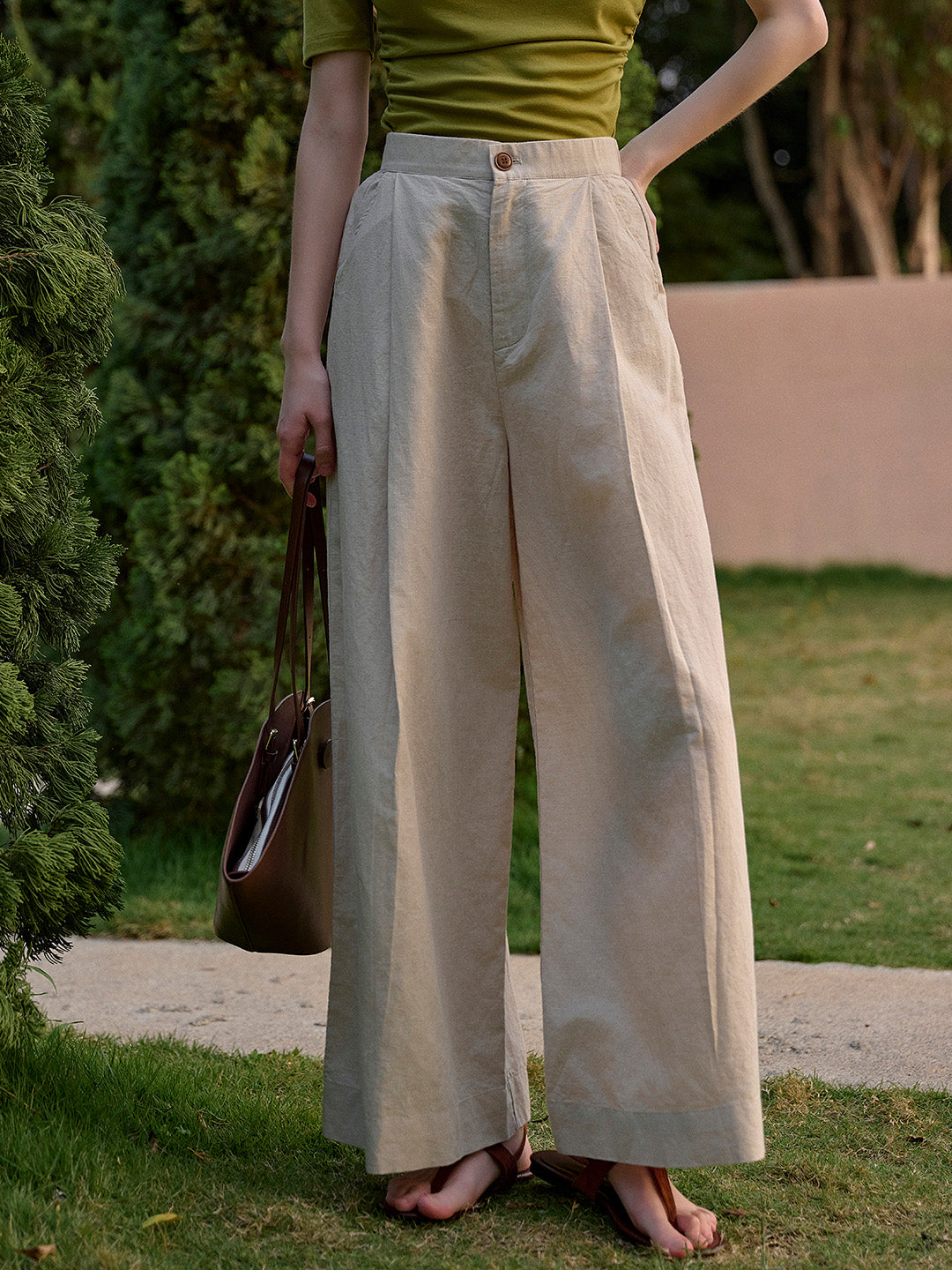Evelyn Straight Line Cotton Trousers - White