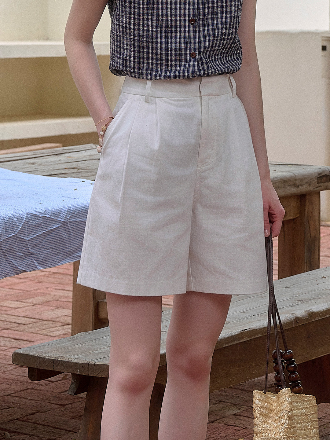 Elizabeth Simple Waist 100% Cotton Shorts