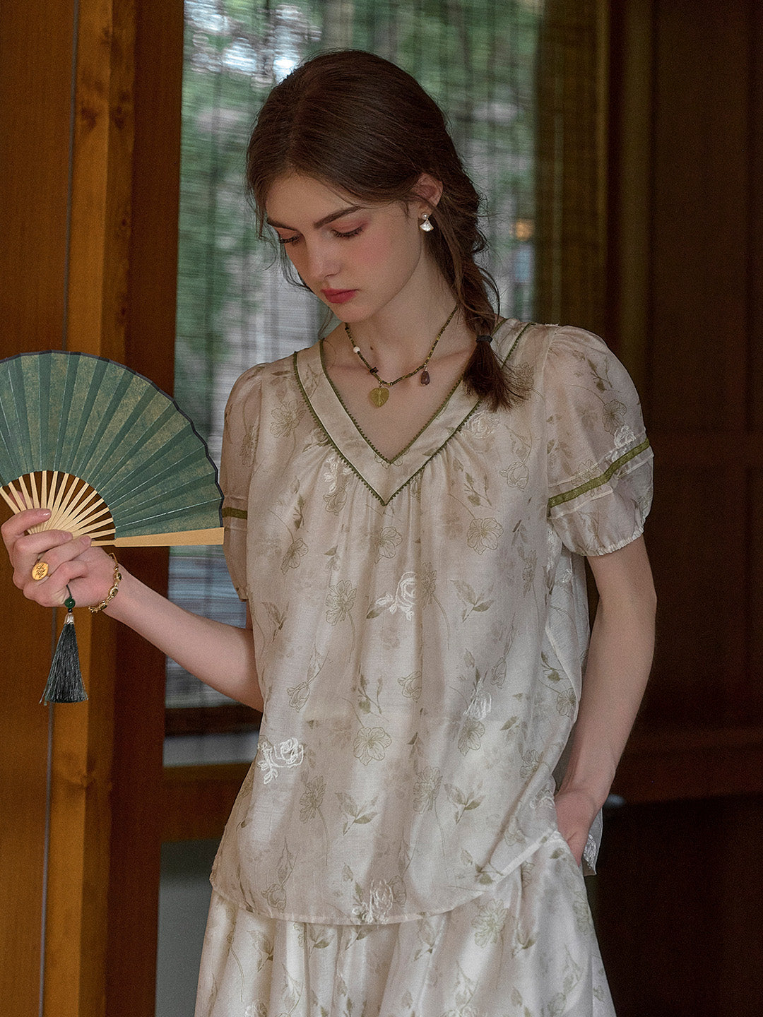 Olivia V-Neck Embroidery Floral Blouse