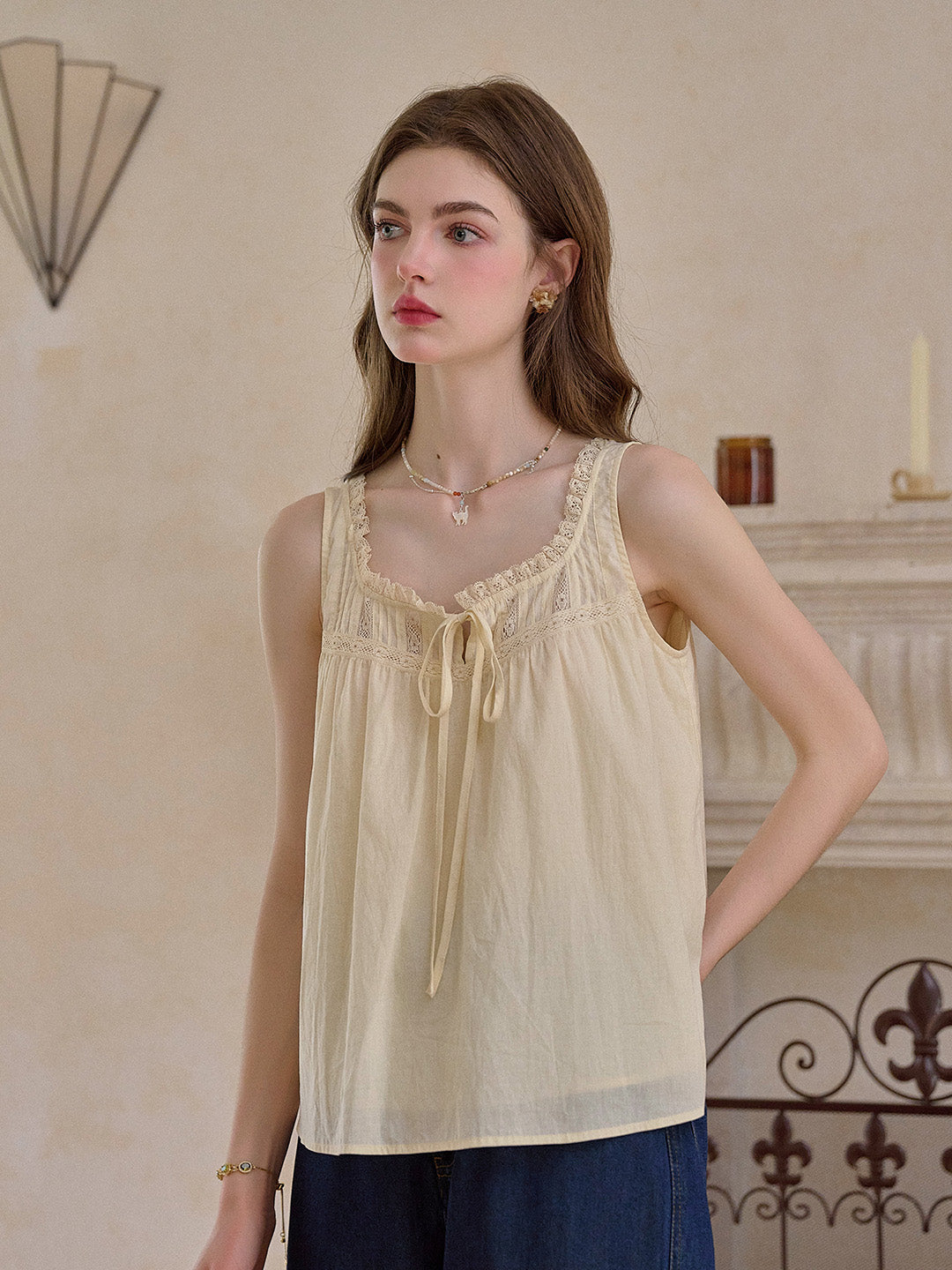 Bellamy Square Neck Sleeveless 100% Cotton Top