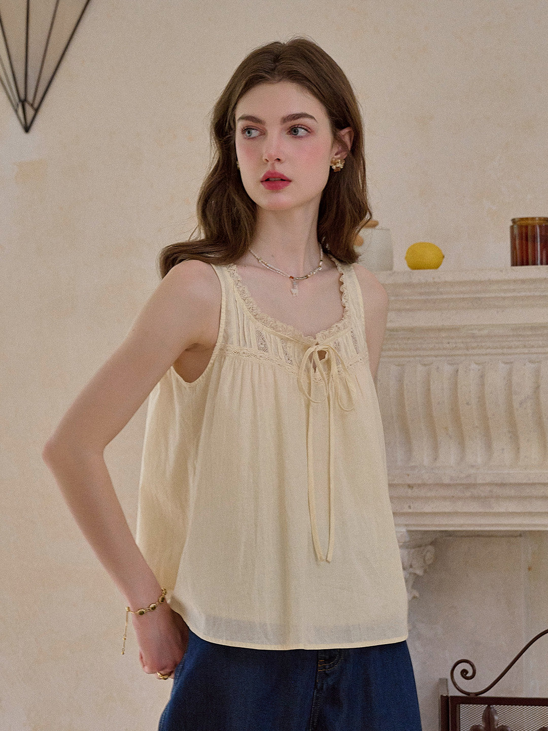 Bellamy Square Neck Sleeveless 100% Cotton Top