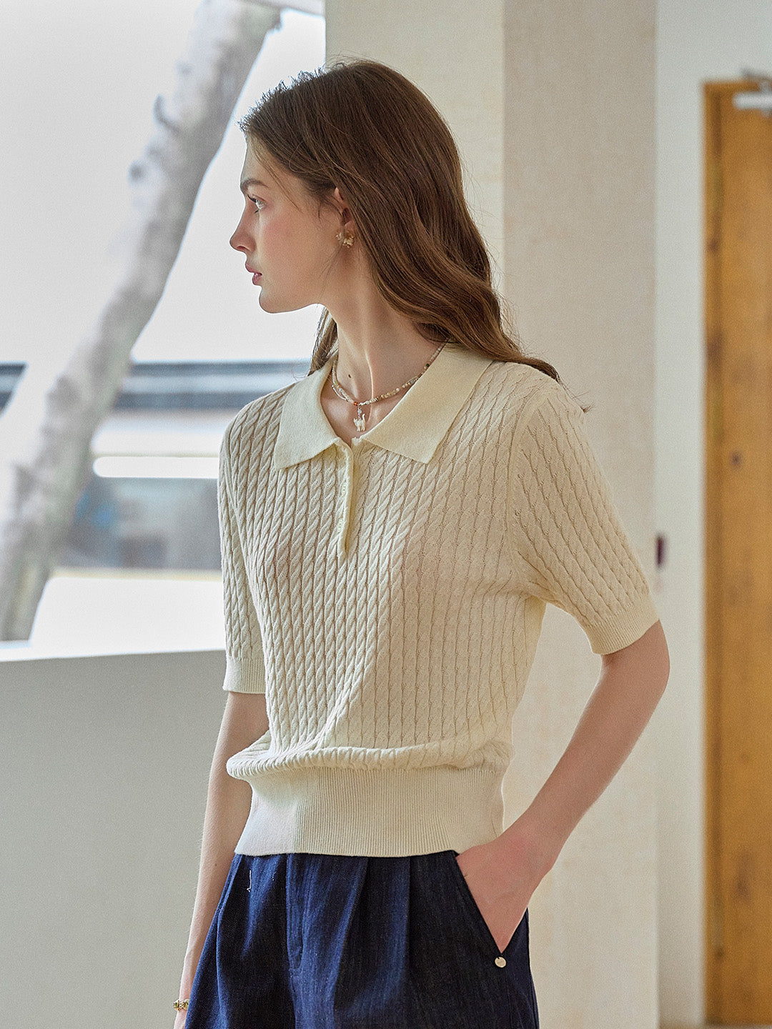 Mavis Round Neck Knit 100% Cotton Blouse