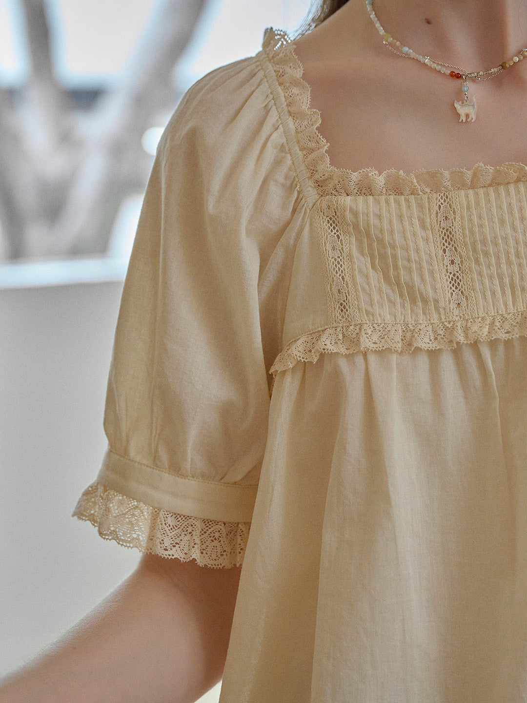 Leia Ruffle Square Neck 100% Cotton Blouse