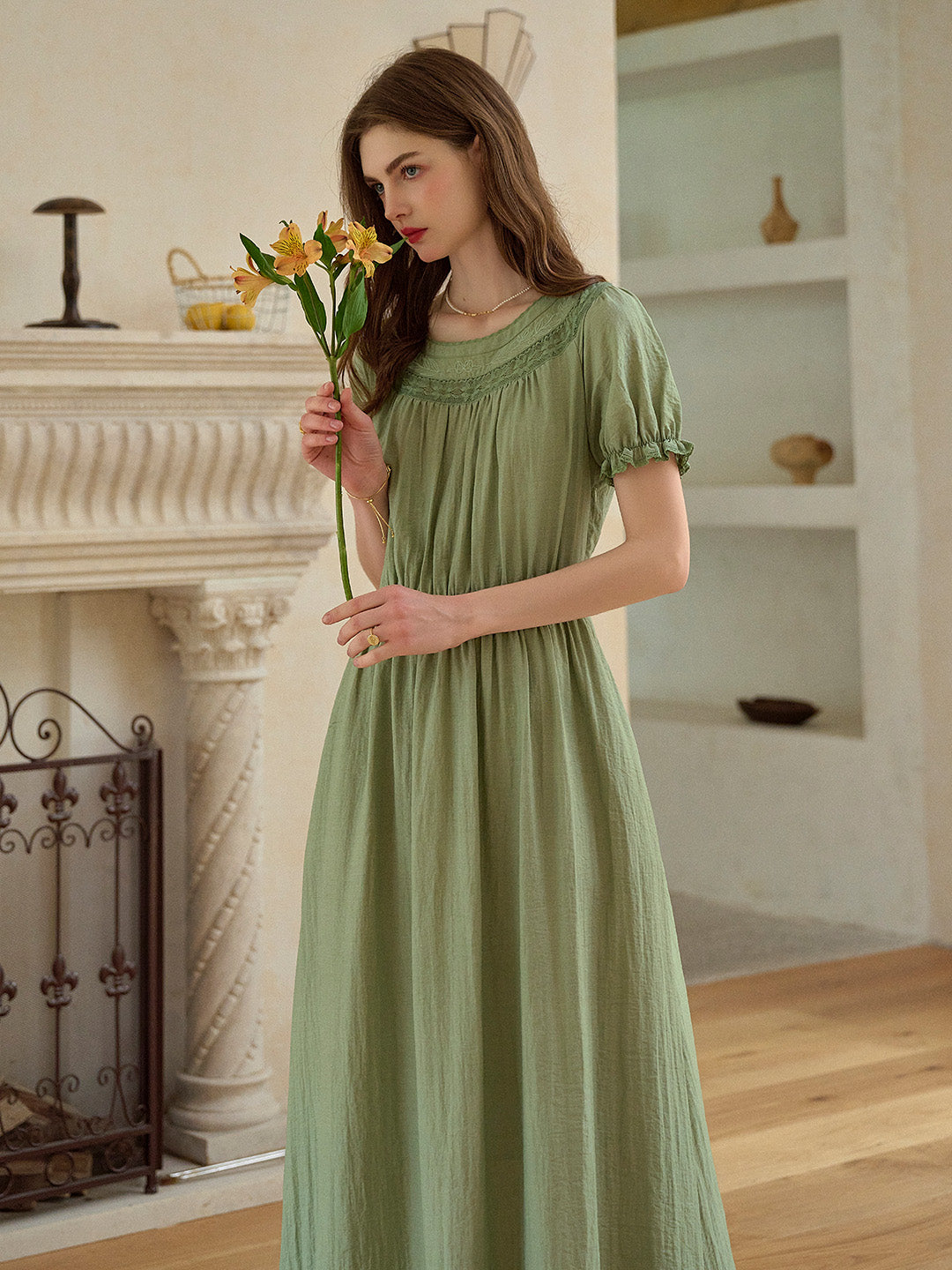 Emerie Round Neck Puff Sleeve Dress