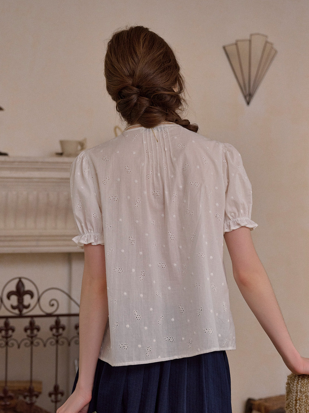 Lainey V-Neck Embroidery 100% Cotton Blouse