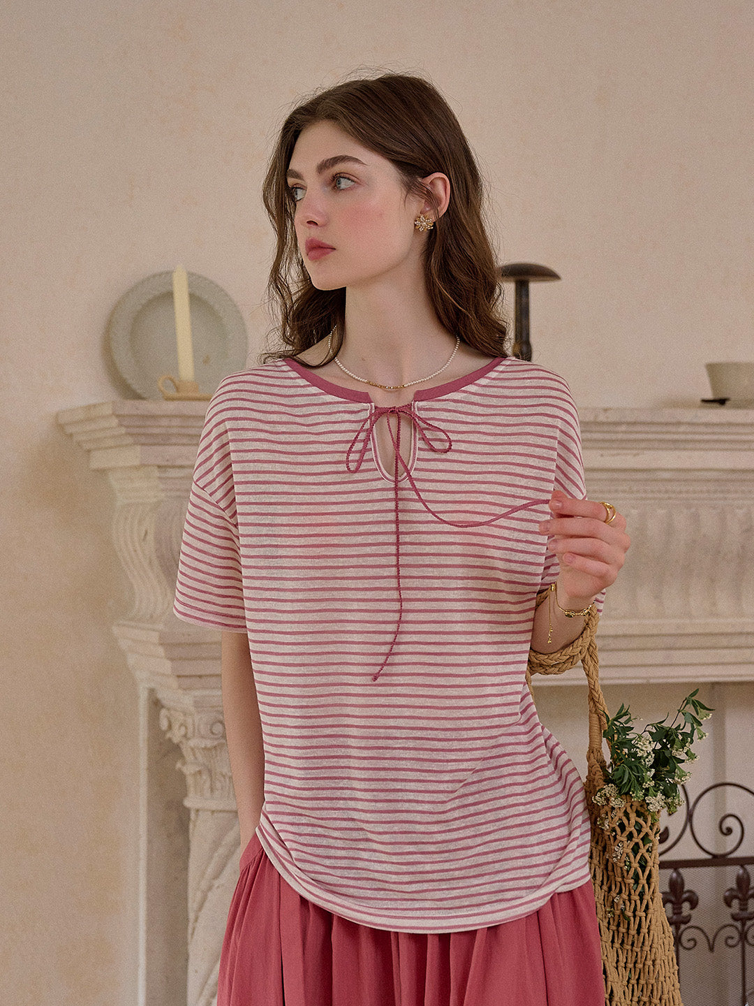 Alice Round Neck Reversible Stripe Viscose Blouse
