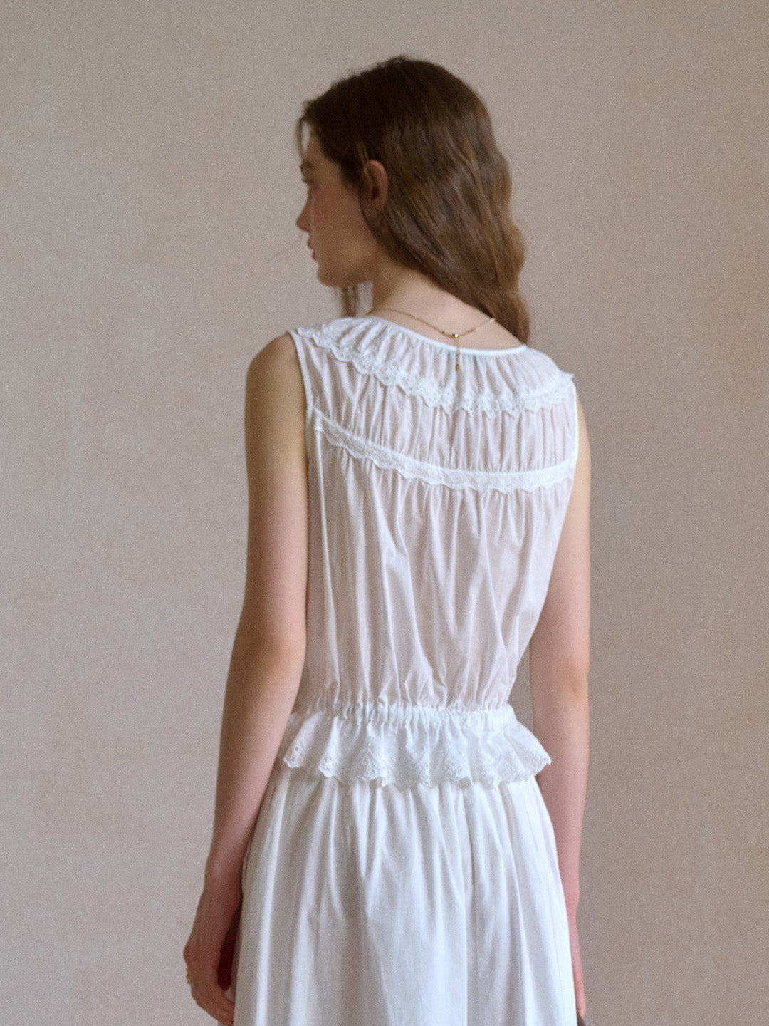 Daisy Round Neck Lace 100% Cotton Vest
