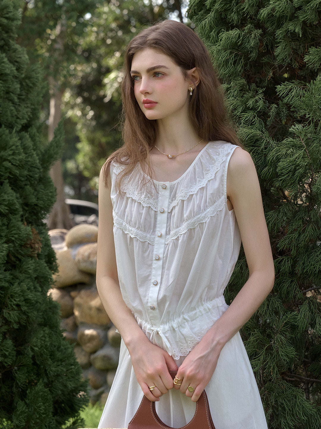Daisy Round Neck Lace 100% Cotton Vest