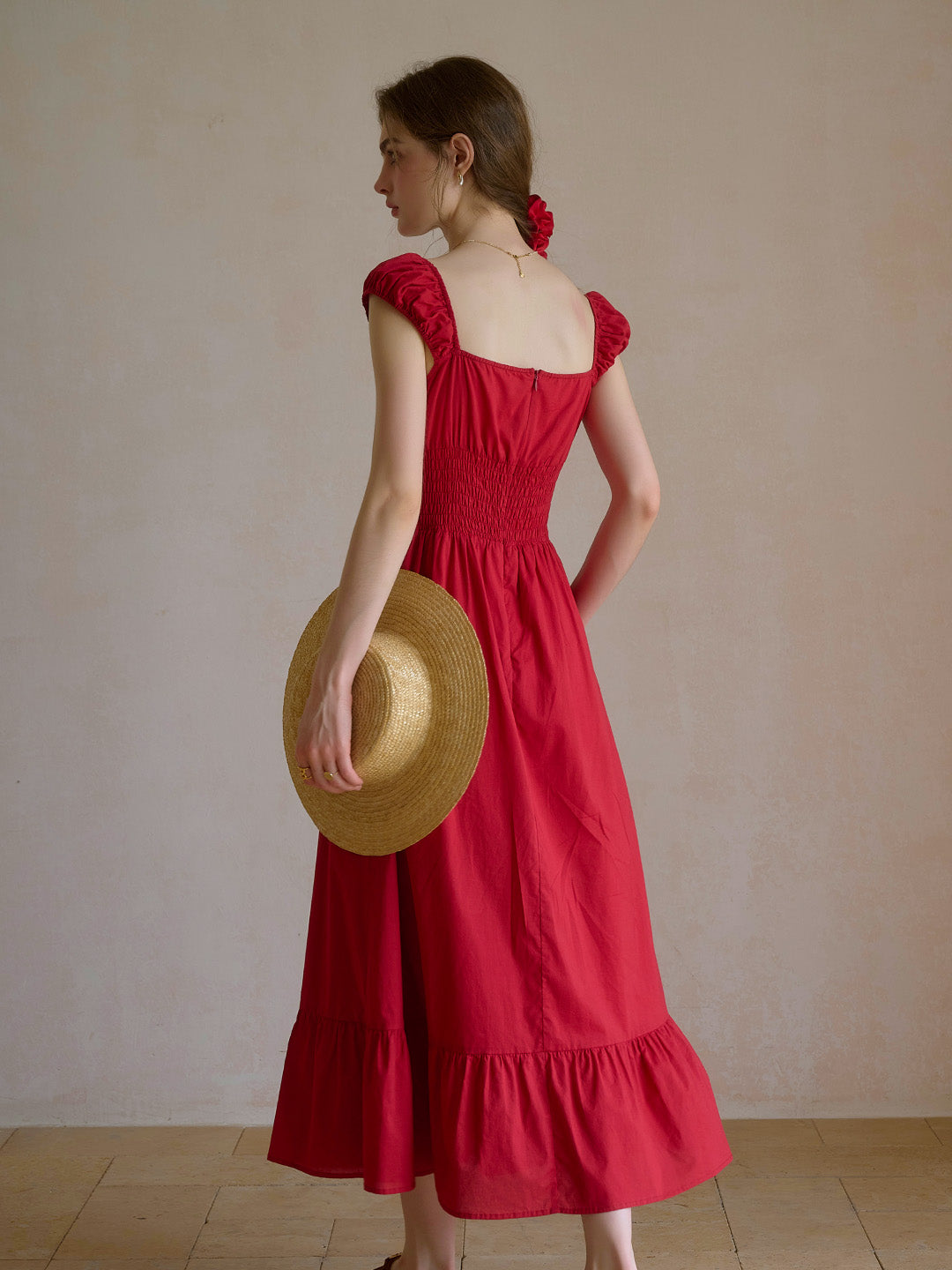 Lucy Square Neck Puff Sleeves 100% Cotton Dress