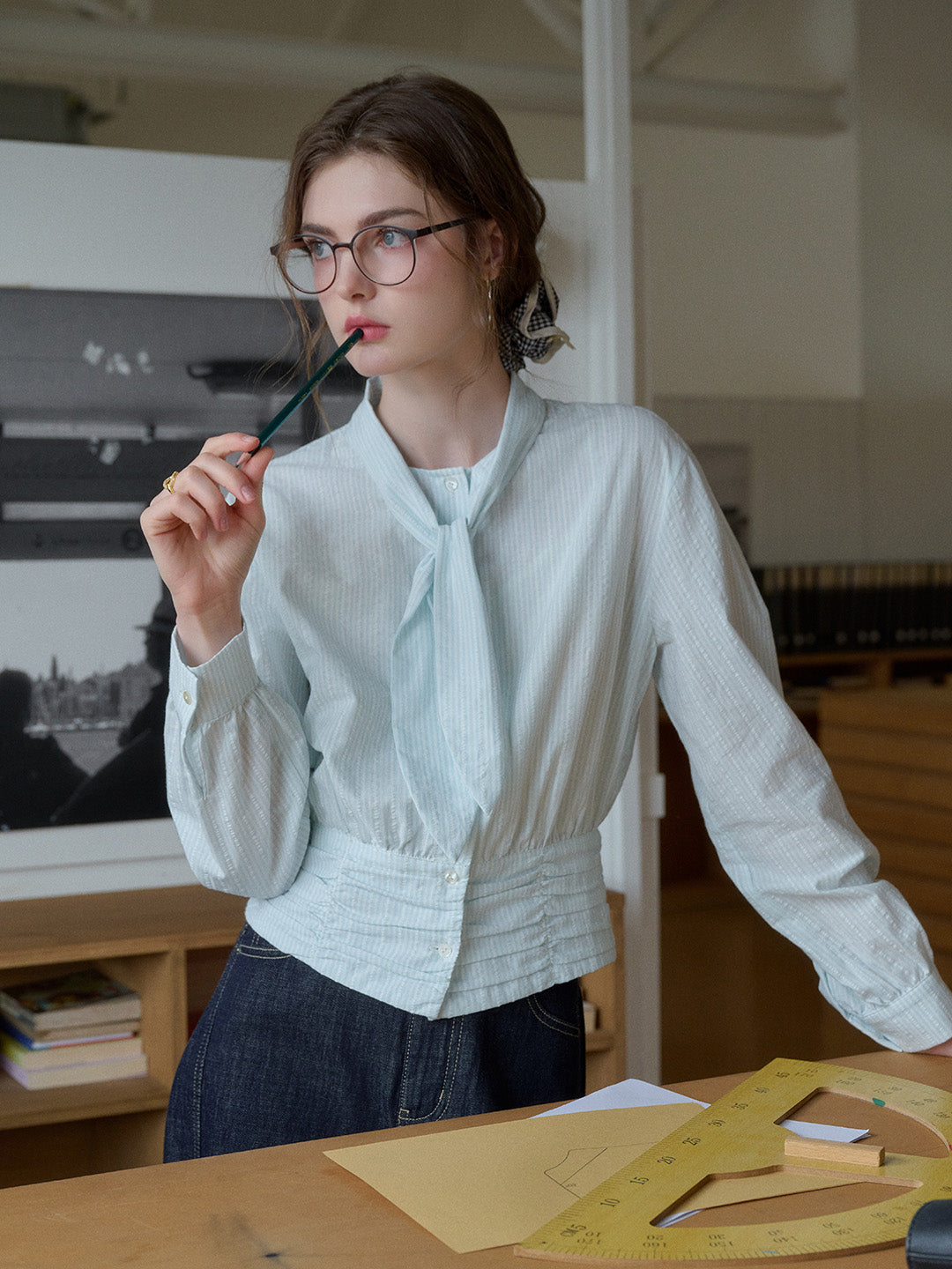 Alessia Round Neck Tie 100% Cotton Blouse