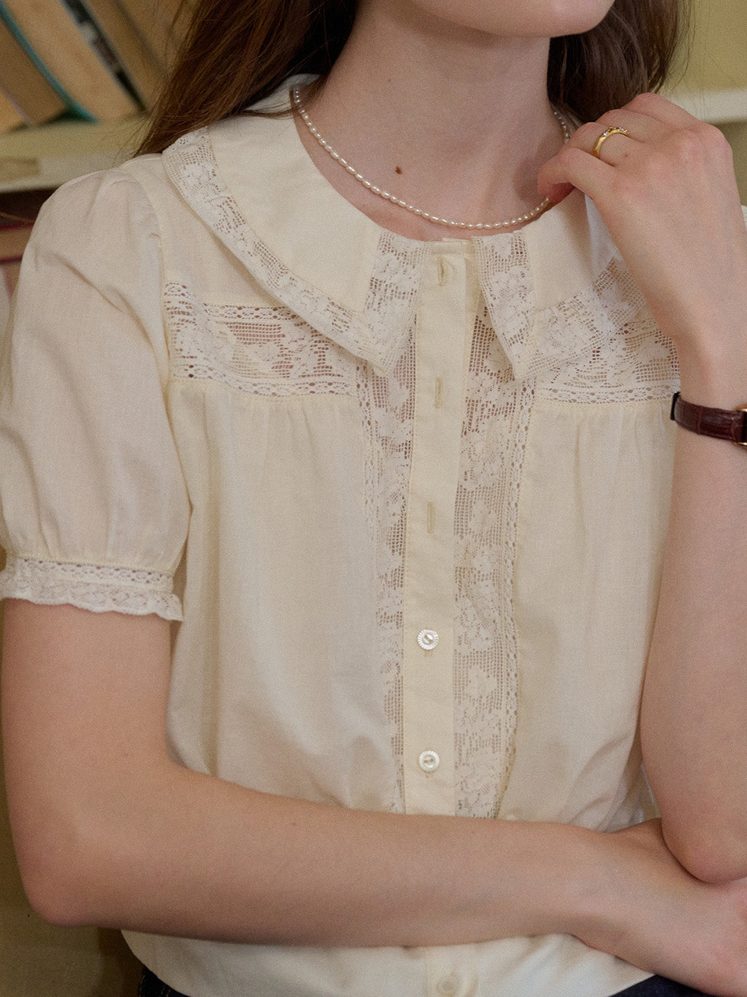 Everleigh Round Neck Lace Blouse