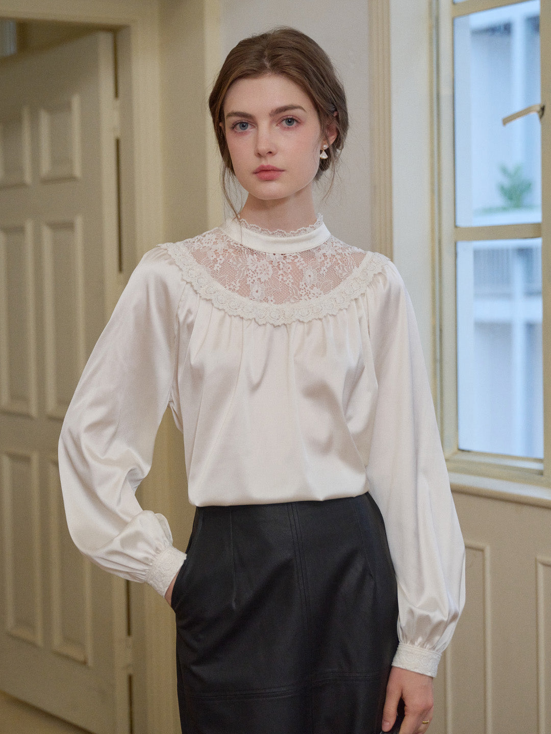 Kelly Stand Collar Lace Blouse