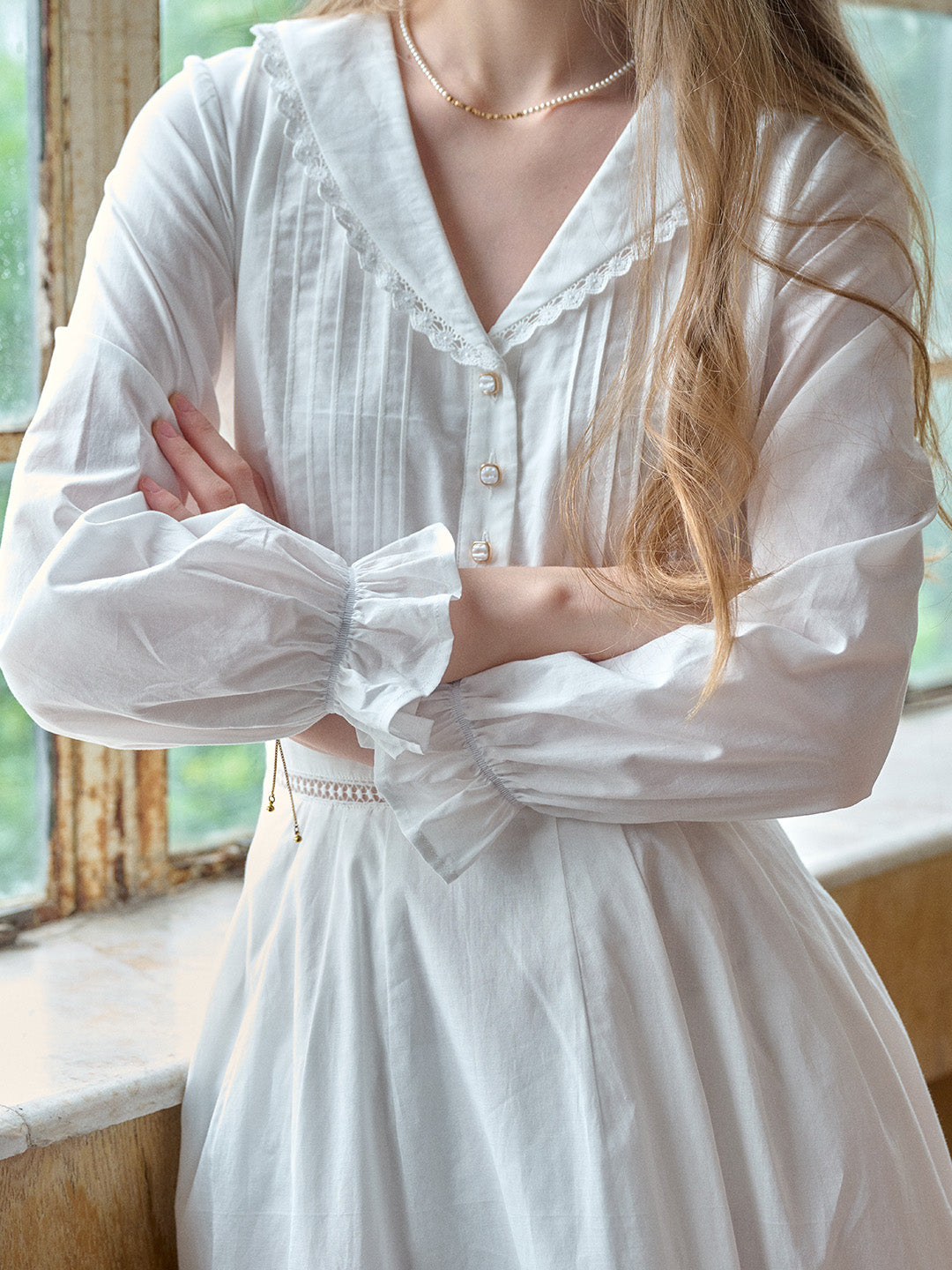 Jenna V-Neck 100% Cotton White Dress