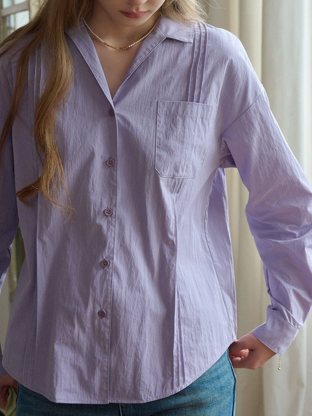 Jacqueline Skipper Collar Cotton Shirt