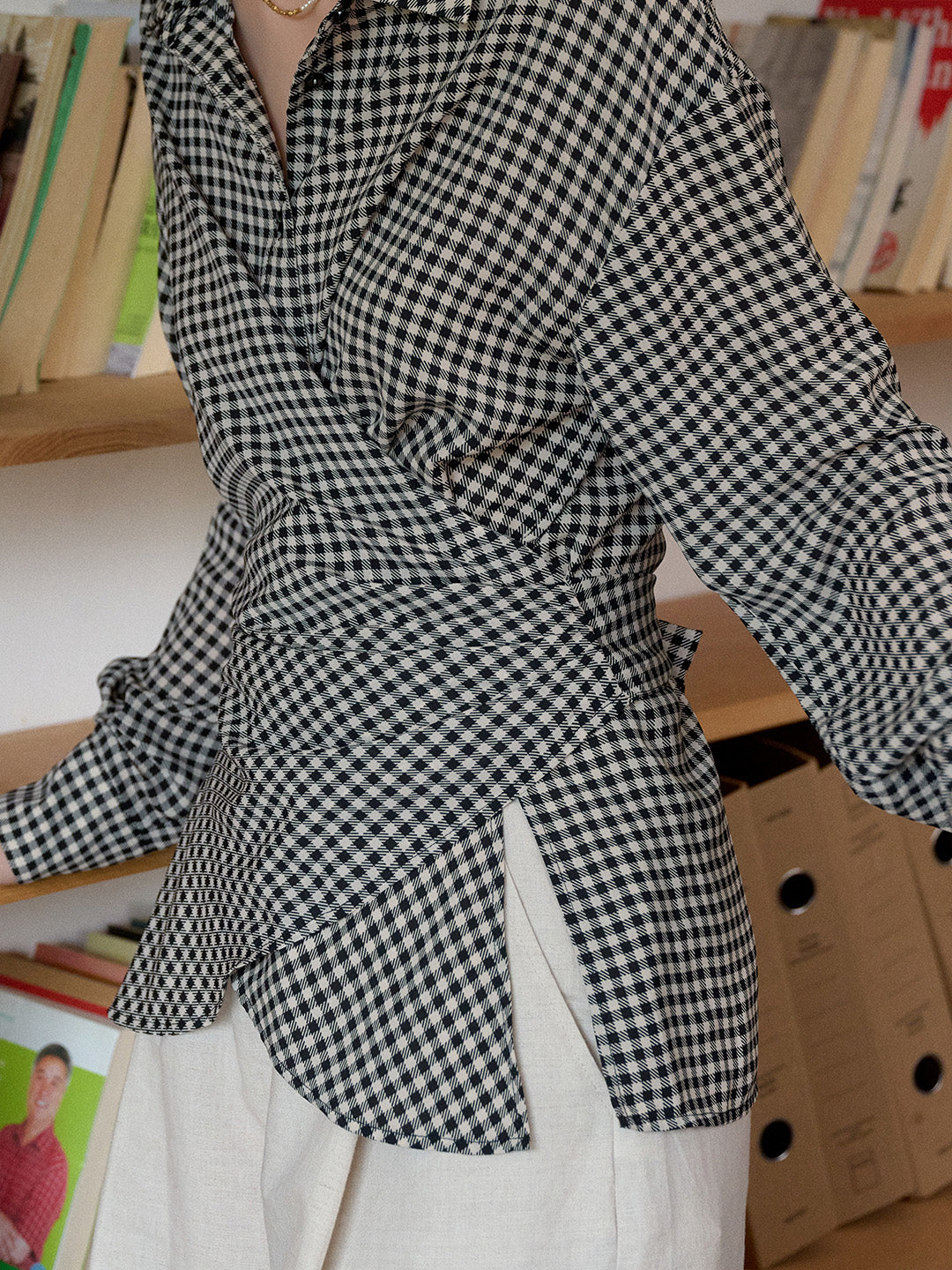 Selah V-Neck Plaid Waisted Shirt