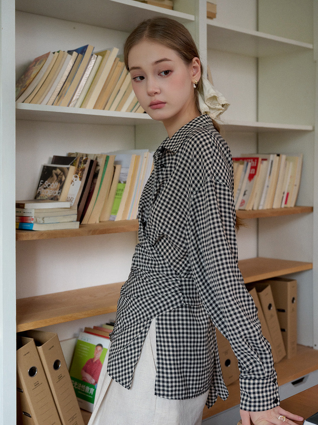 Selah V-Neck Plaid Waisted Shirt