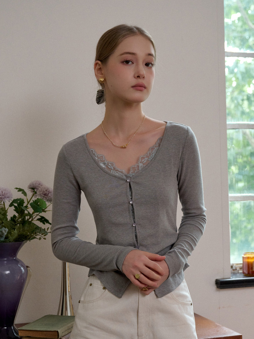 Aubree Round Neck Cotton Knitted Top