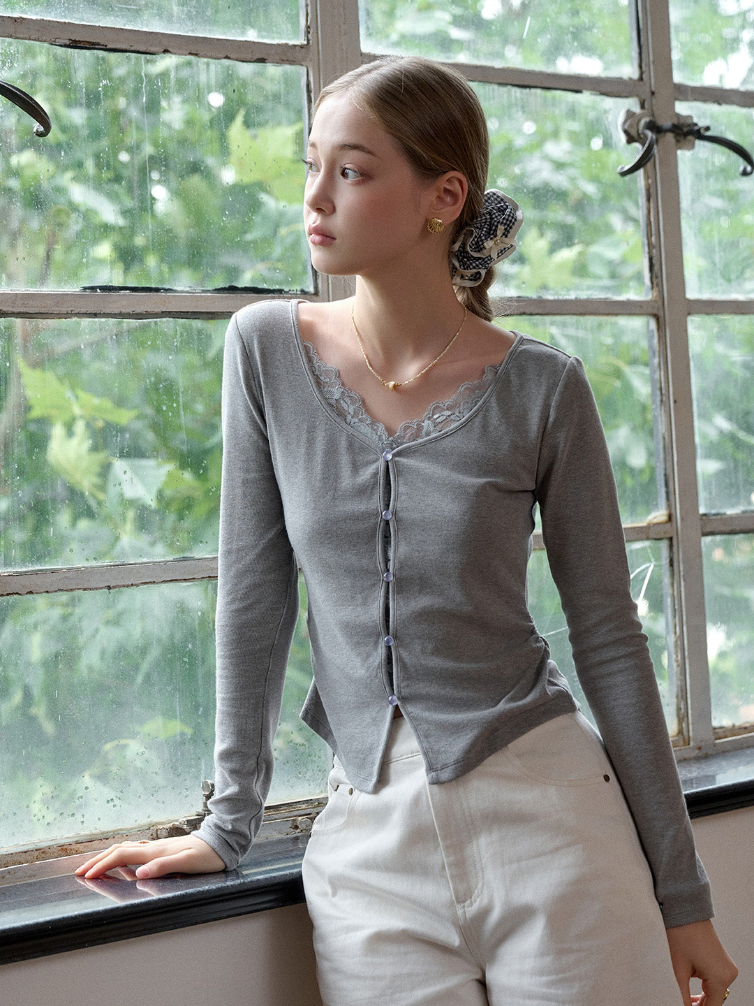 Aubree Round Neck Cotton Knitted Top