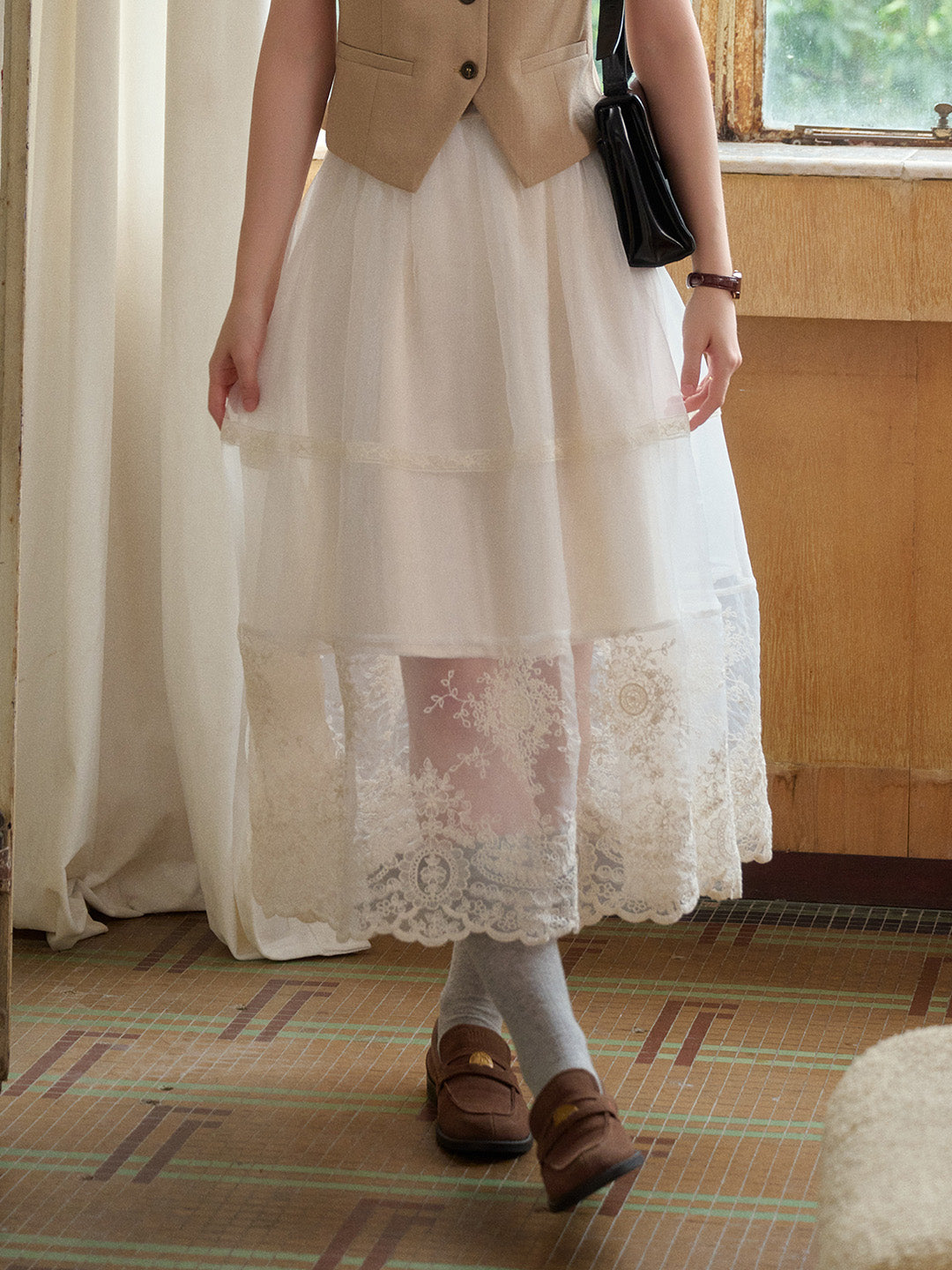 Demi Embroidery Texture Cotton Skirt