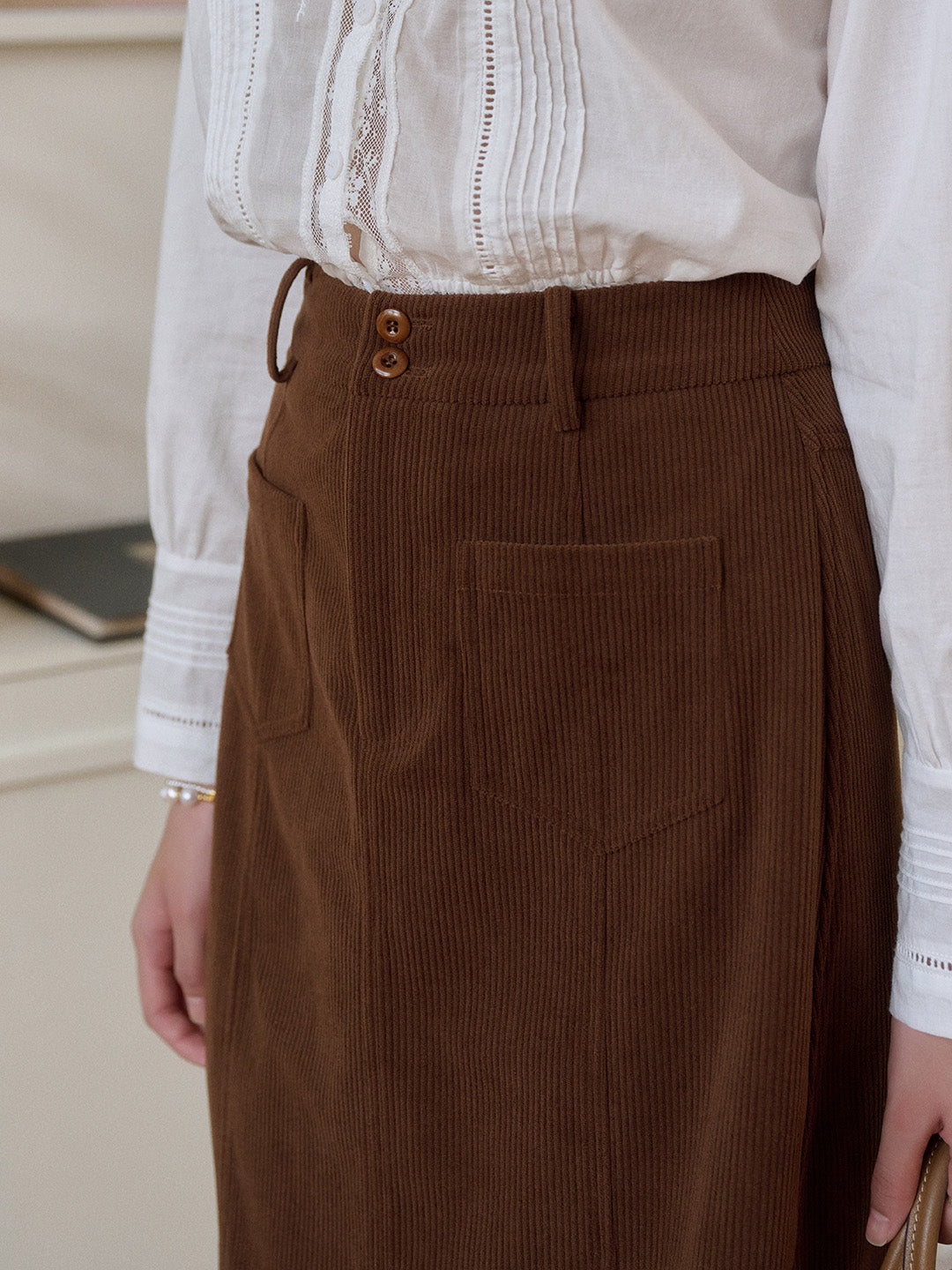 Amalia Knee-Length Corduroy Skirt