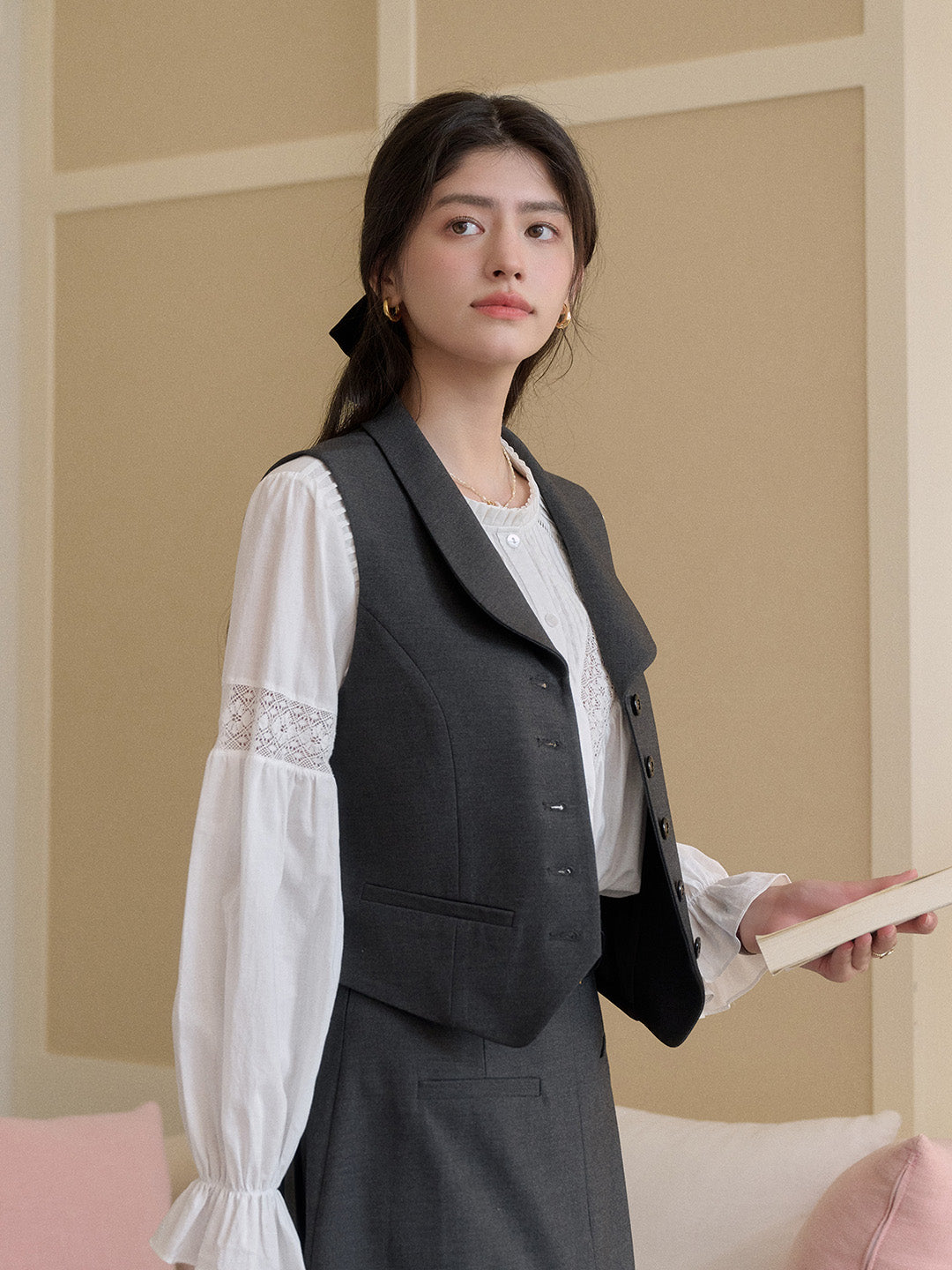 Elora Turndown Collar Layered Vest