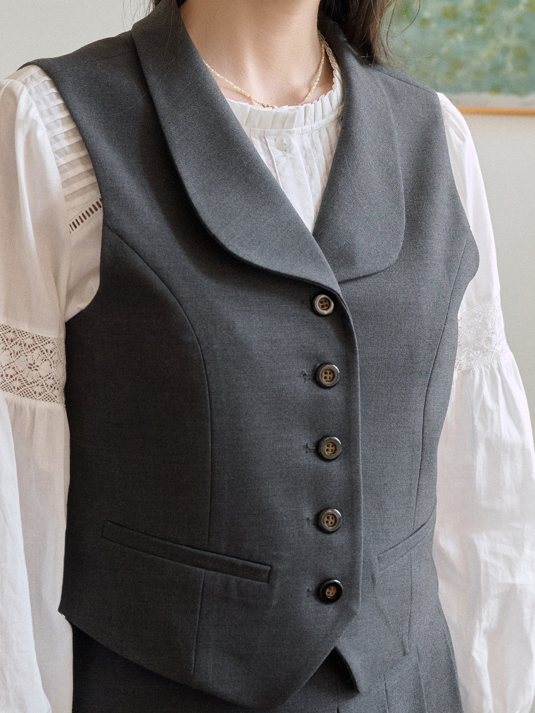Elora Turndown Collar Layered Vest