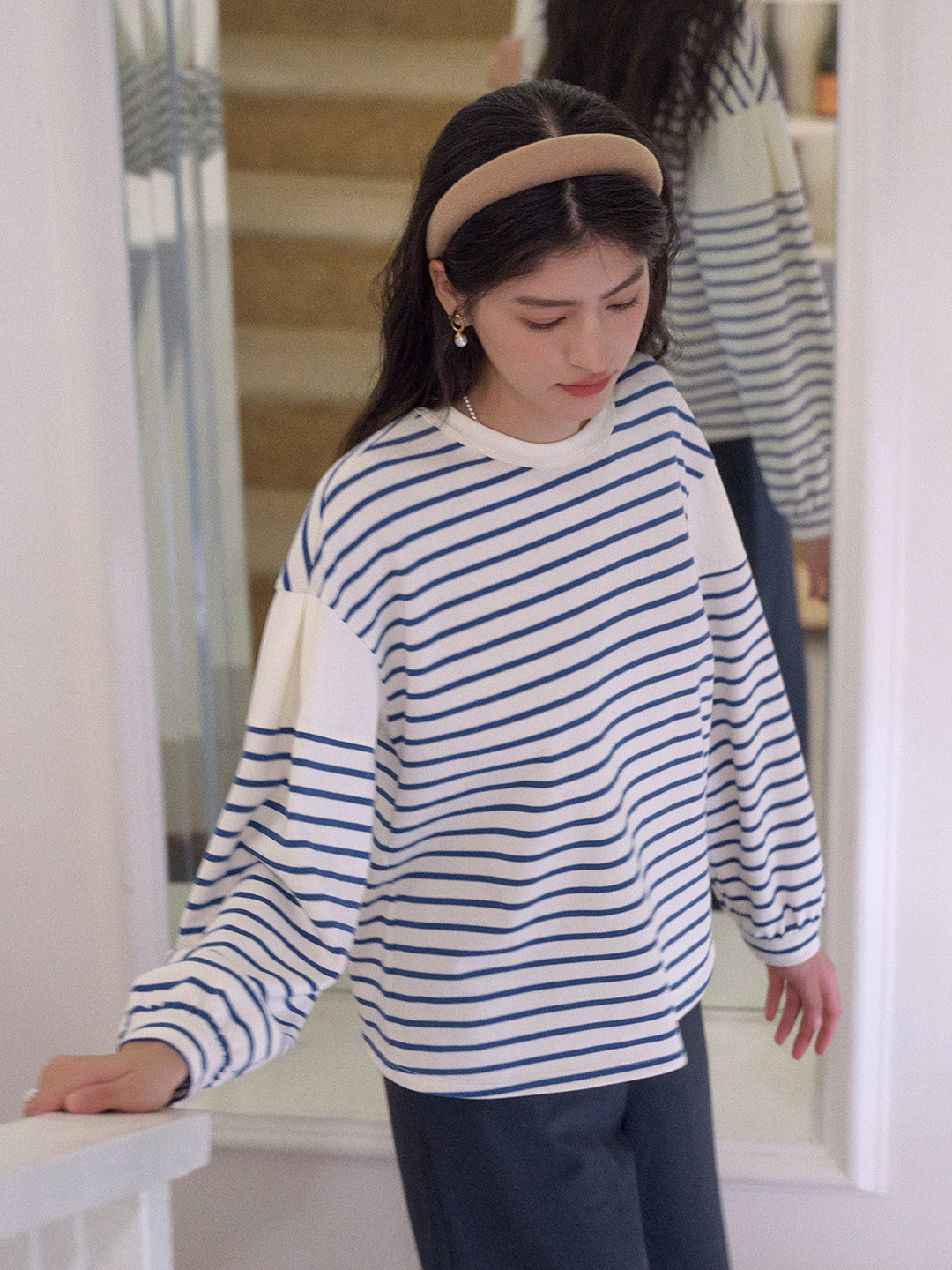 Carolina Round Neck Stripe 100% Cotton Top