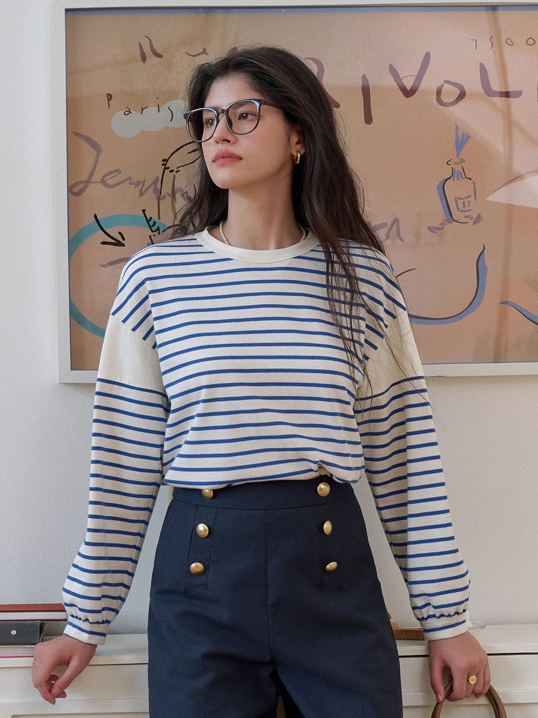 Carolina Round Neck Stripe 100% Cotton Top