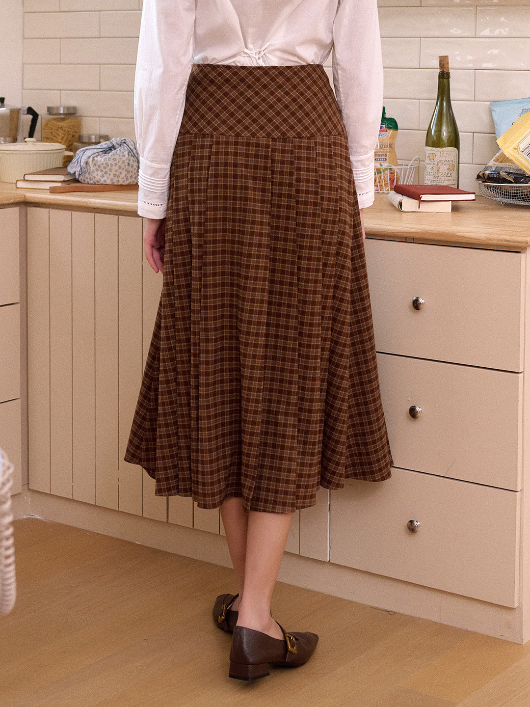 Miracle A-Line Plaid Cotton Skirt