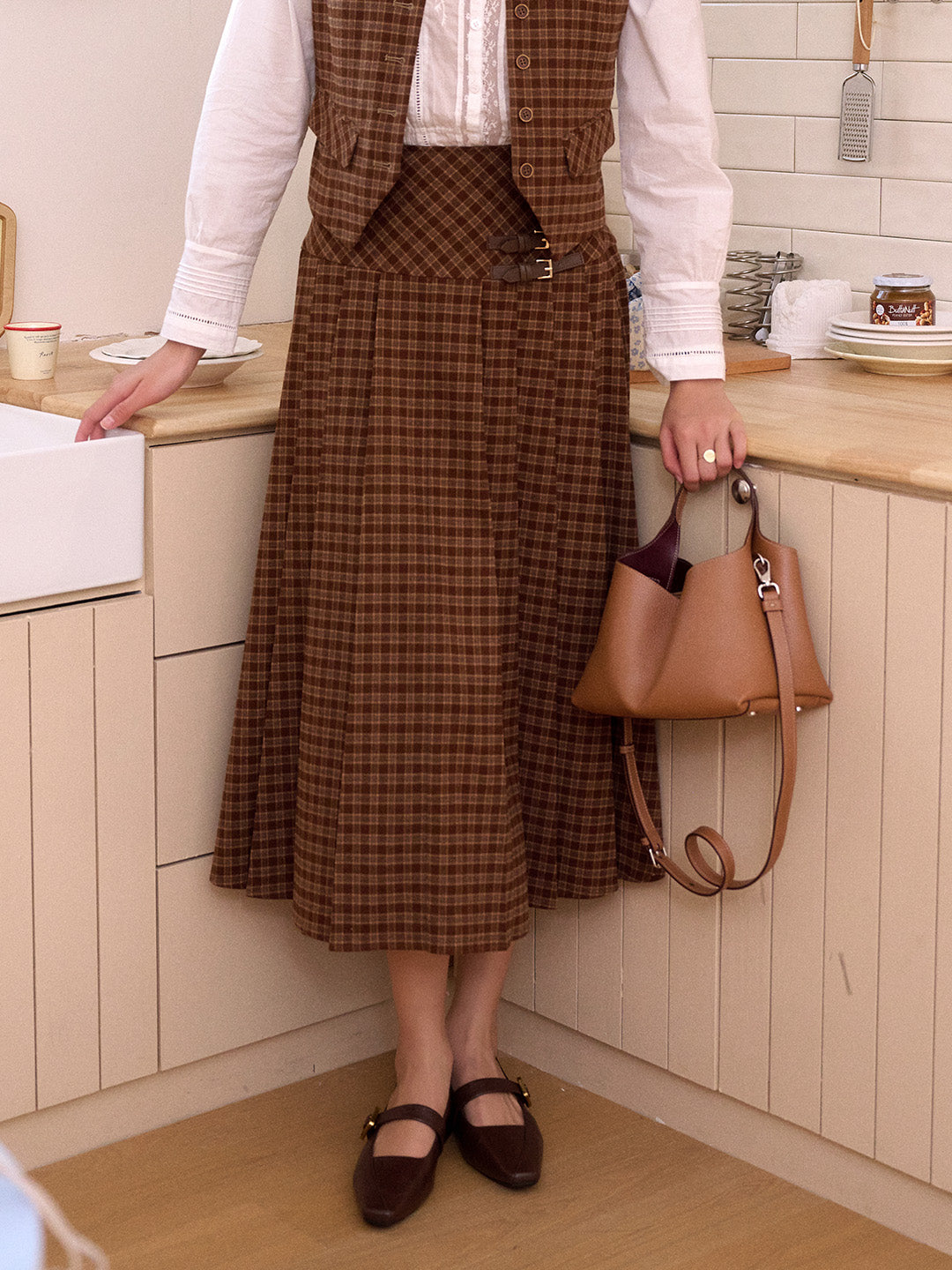 Miracle A-Line Plaid Cotton Skirt