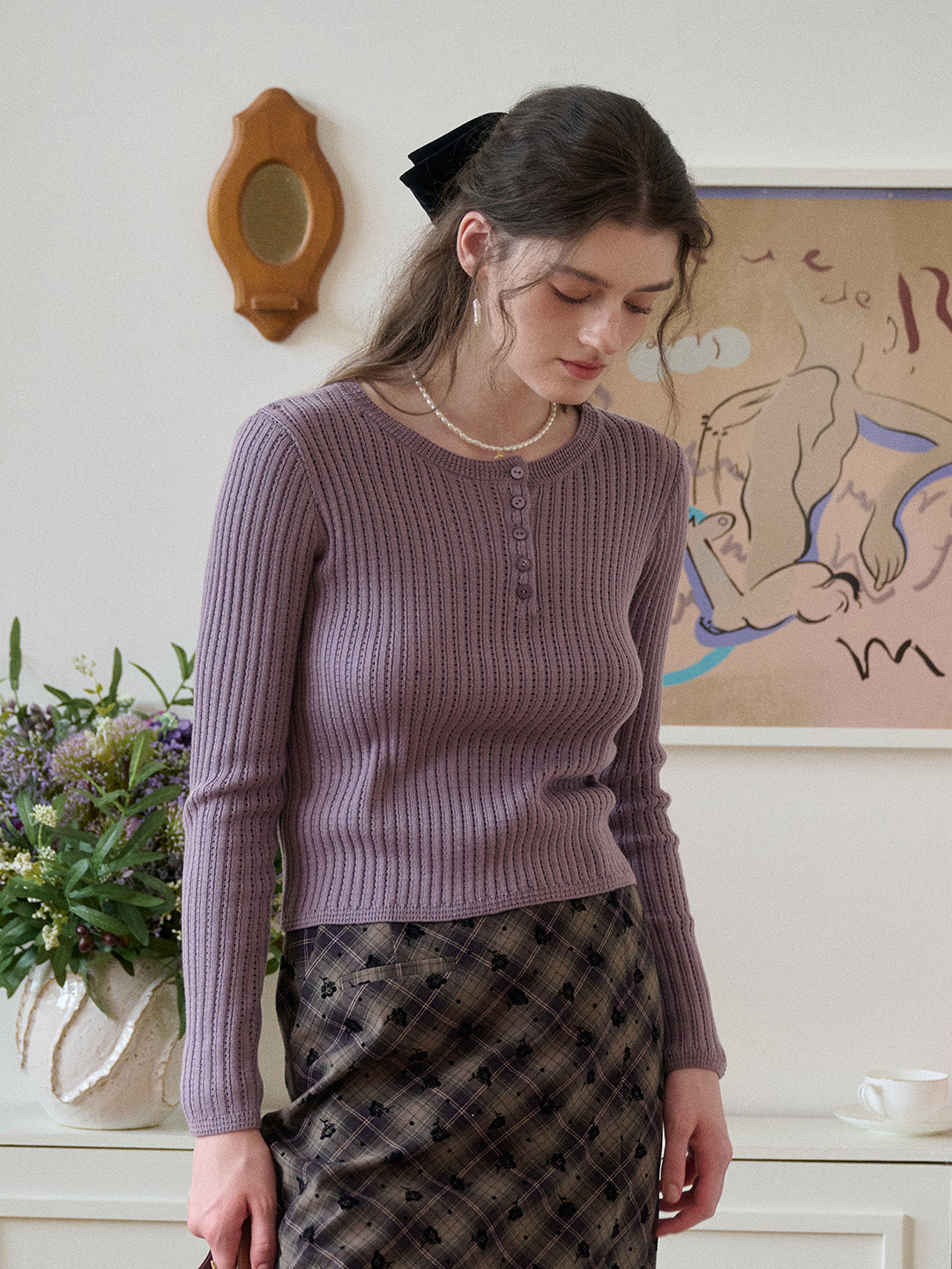 Kamryn Round Neck Ribbed Knit Top