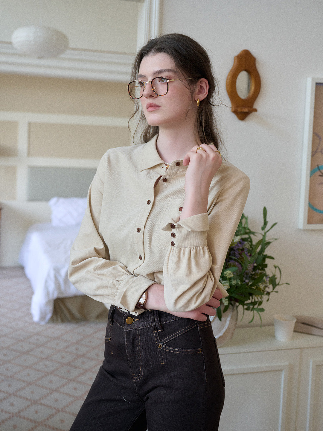 Alondra Lapel 100% Cotton Shirt