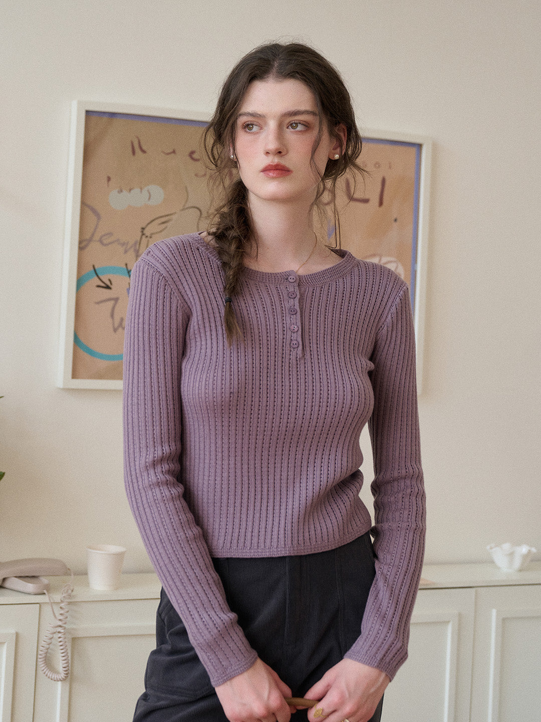 Kamryn Round Neck Ribbed Knit Top