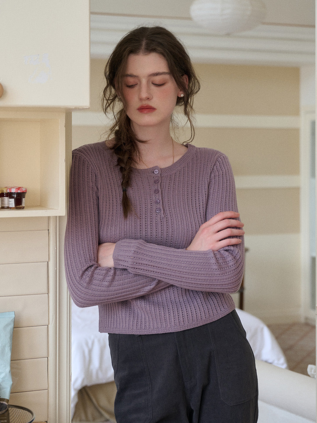 Kamryn Round Neck Ribbed Knit Top