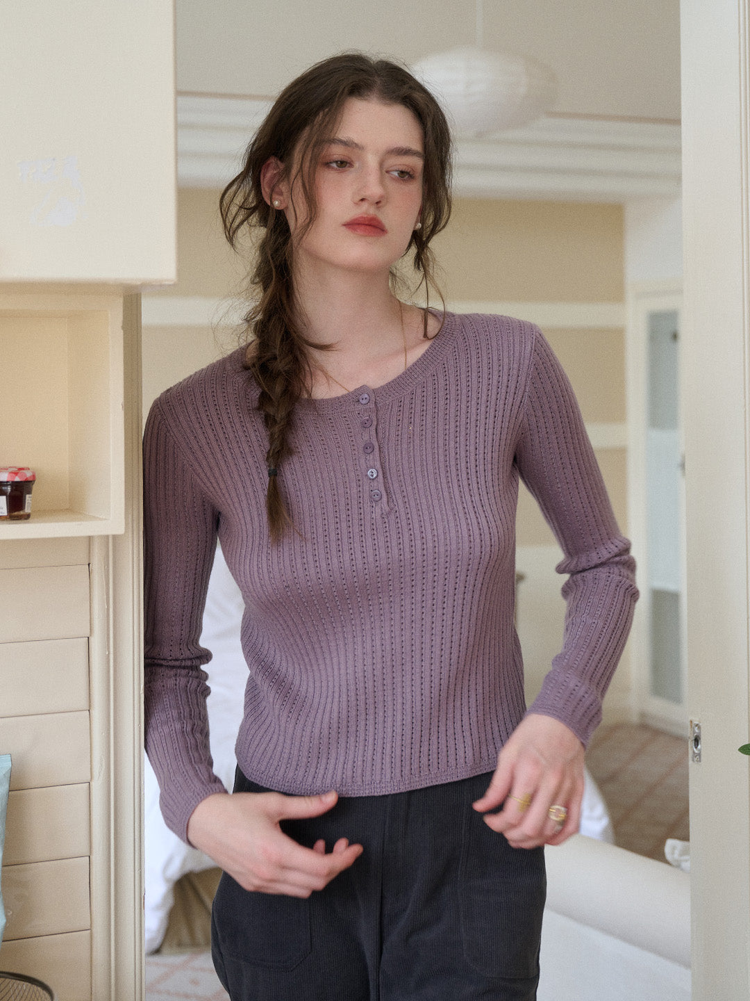 Kamryn Round Neck Ribbed Knit Top