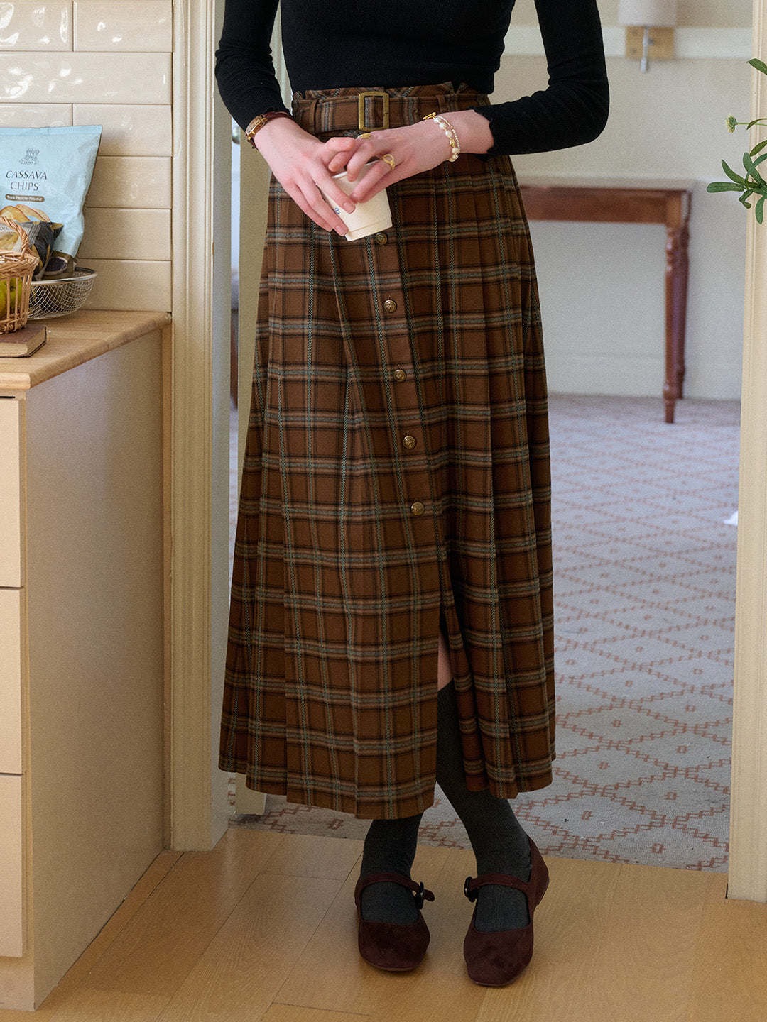 Brinley High-Waist Plaid Skirt