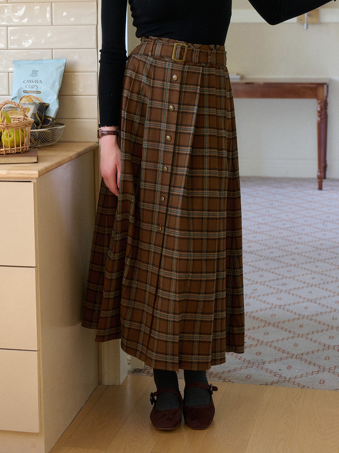 Brinley High-Waist Plaid Skirt