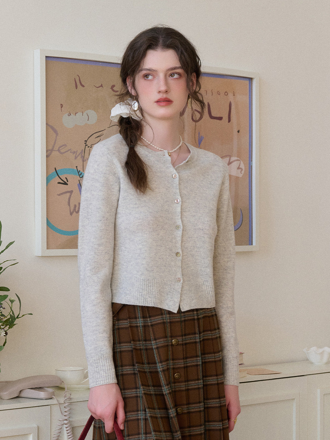 Dayana Round Neck 100% Wool Cardigan