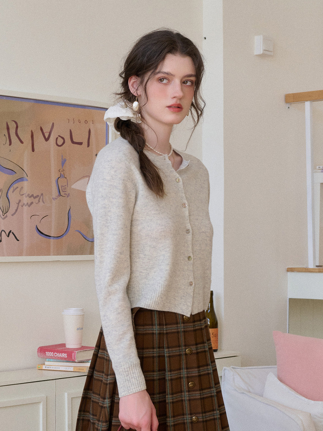 Dayana Round Neck 100% Wool Cardigan